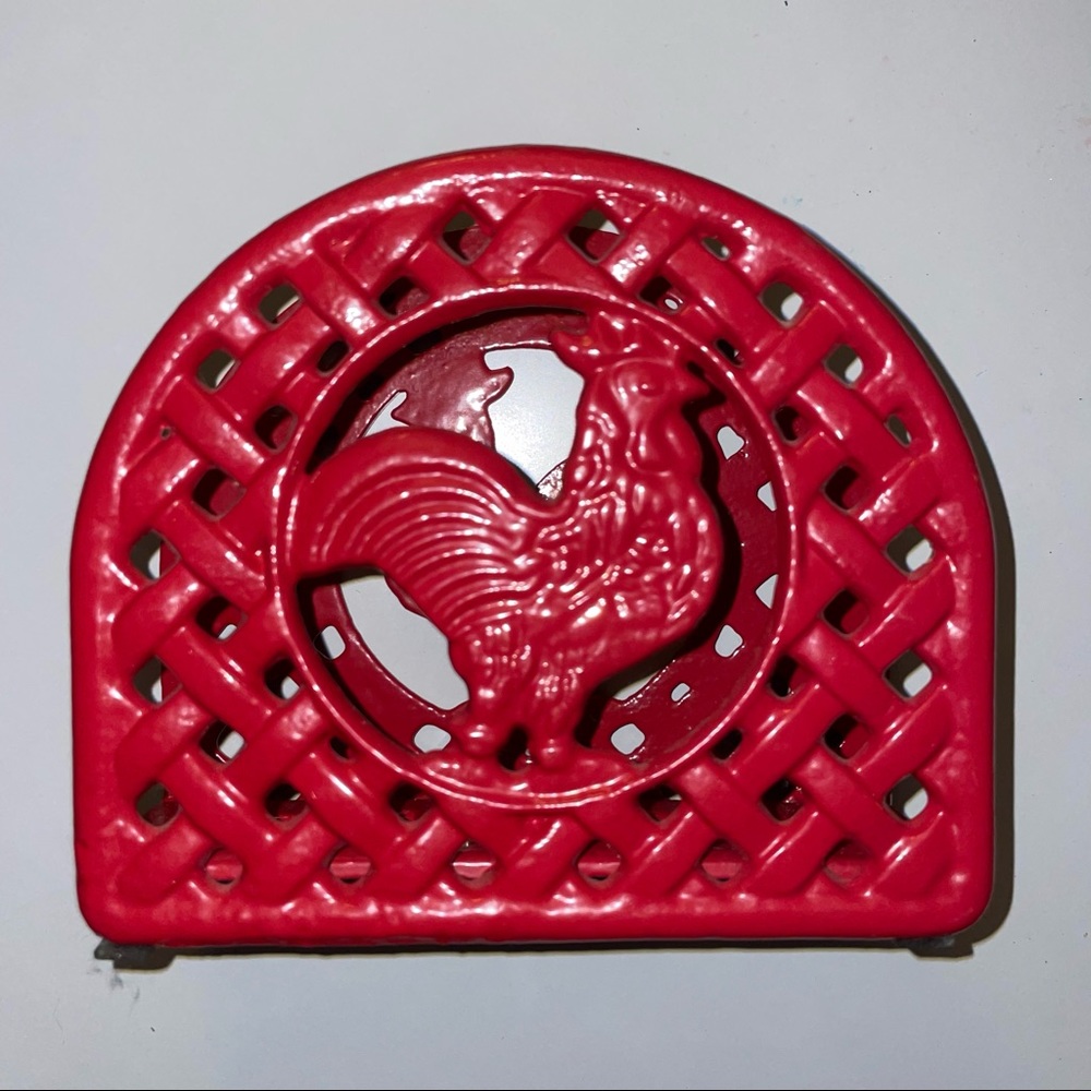 Home Basics Cast Iron Rooster Cock Napkin Holder